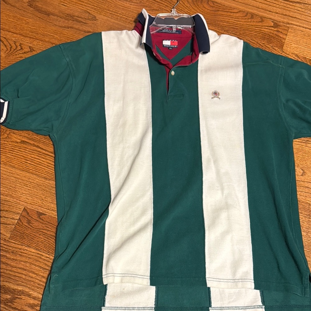 Tommy Hilfiger vertical wide striped polo shirt - VINTAGE